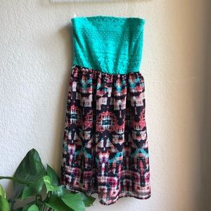 Charlotte Russe Turquoise Strapless Dress XS